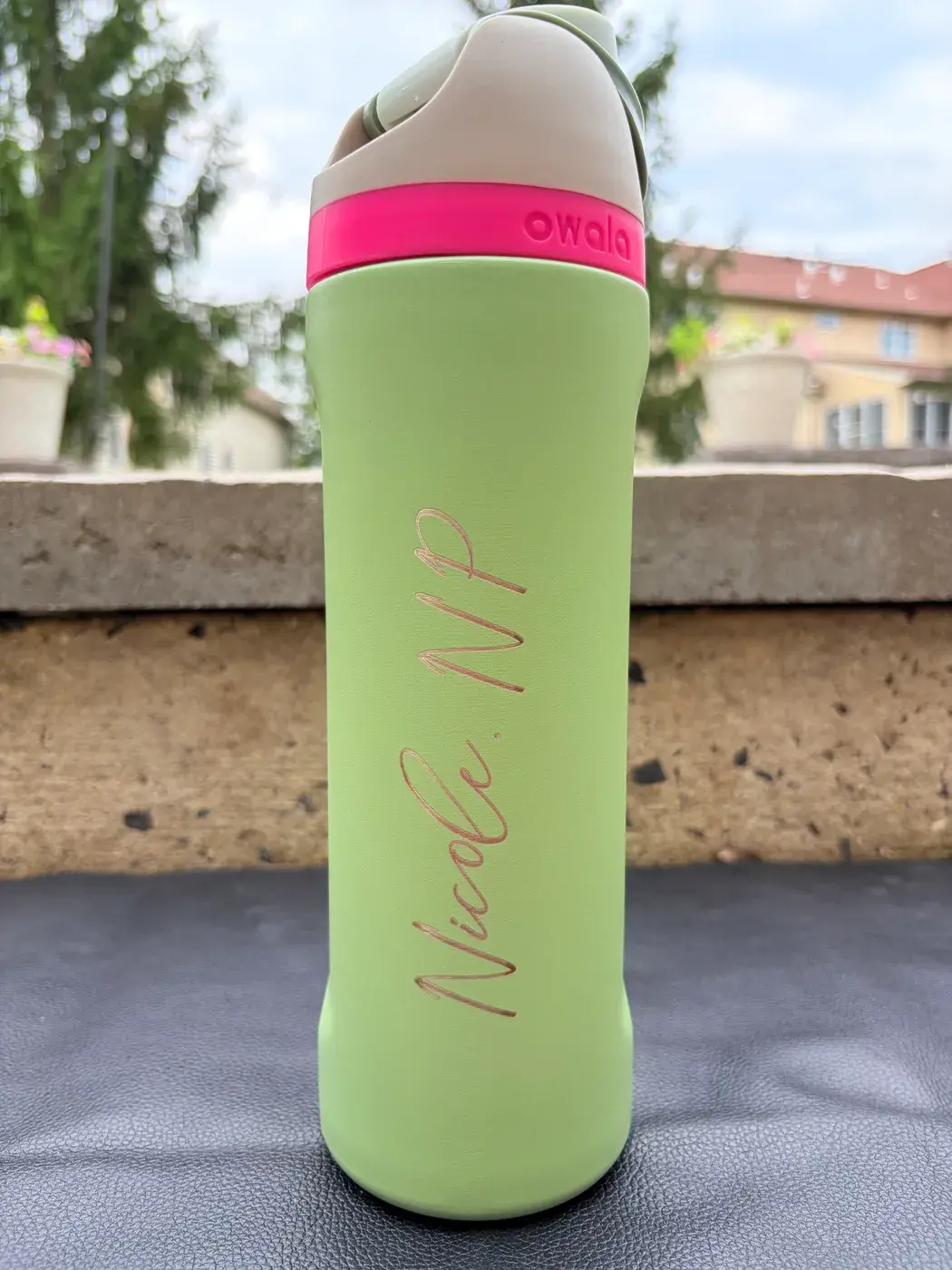 Engraved Owala FreeSip in Neo Sage
