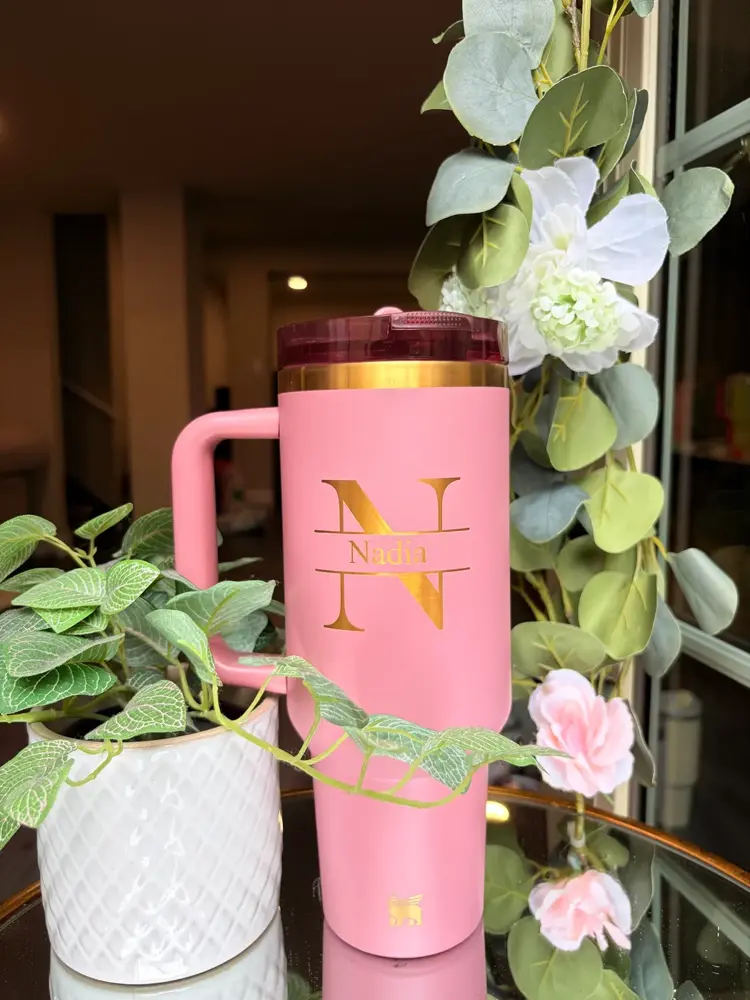 Engraved Gilded Flip Straw in Antique Pink