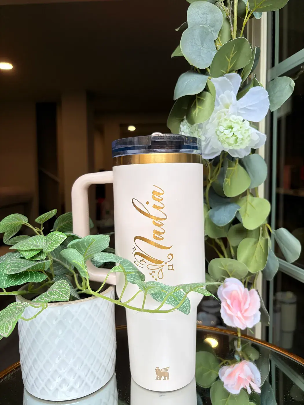 Engraved Gilded Flip Straw in Gilded Sugar