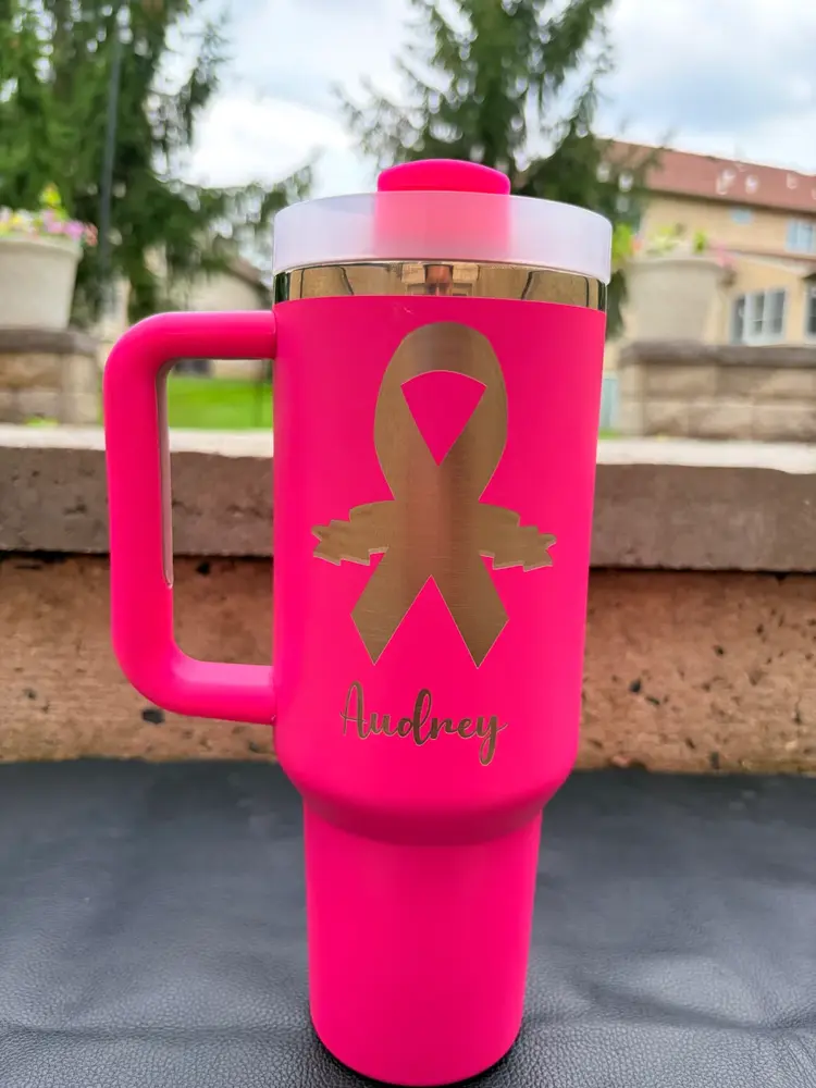 Engraved Stanley Quencher in Dark Pink