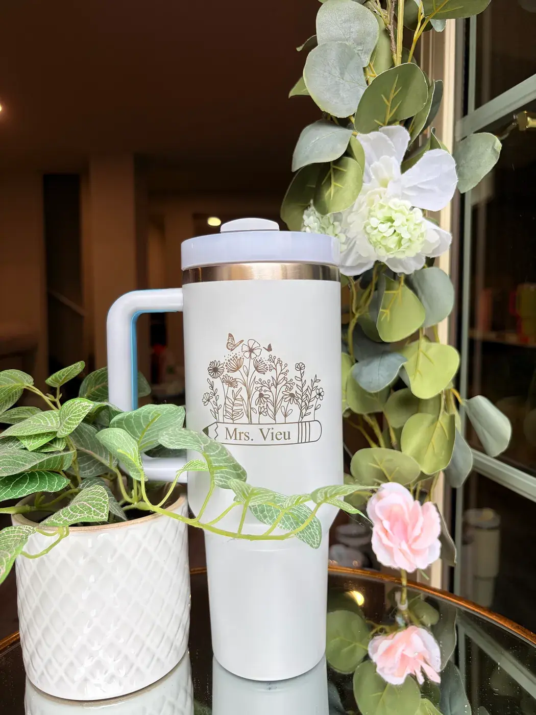 Engraved Stanley Quencher in Fog