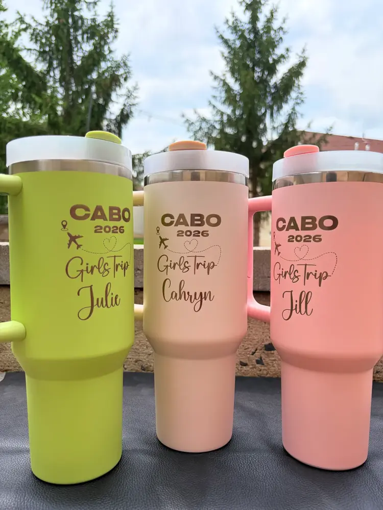 Custom engraved Stanley Quencher tumblers