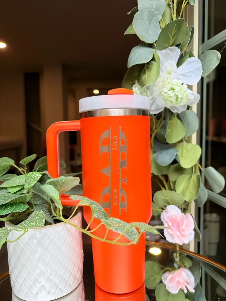 Engraved Stanley Quencher in Orange